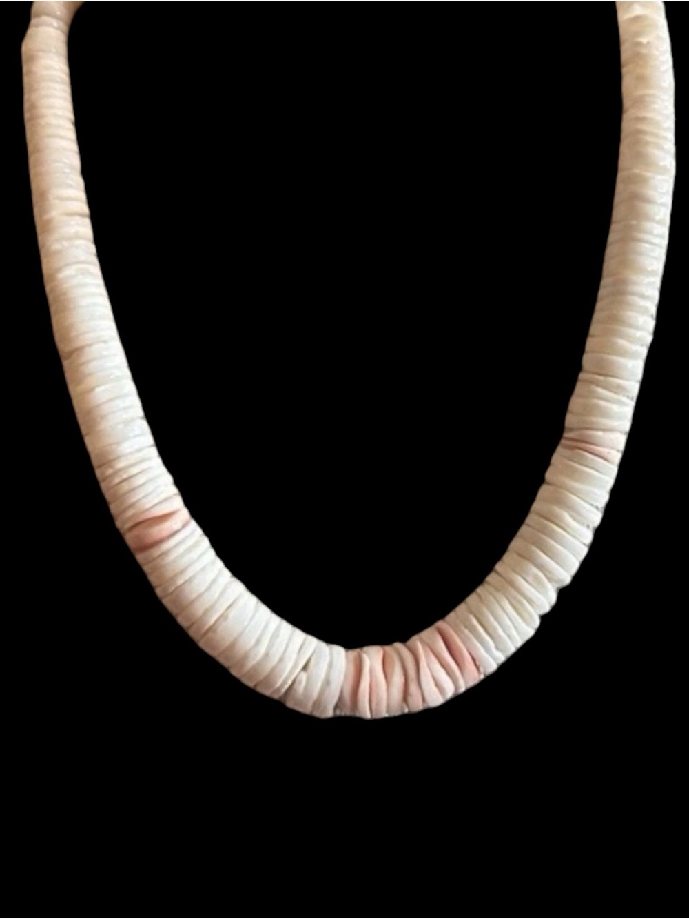 Vintage Artisan Heishi Strand - 16" Graduated White Shell - Estate Find 62 grams